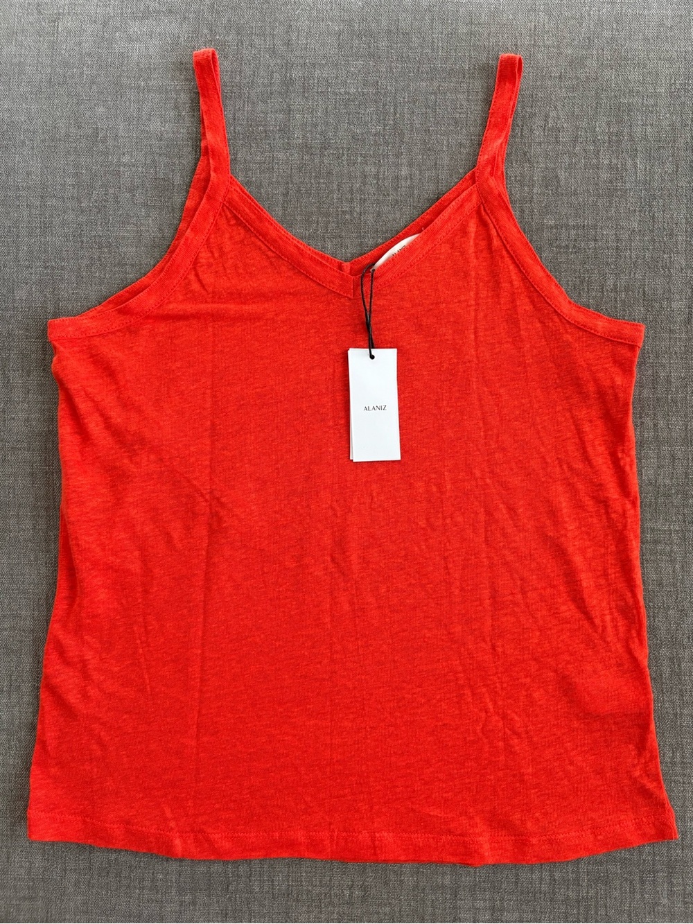 NWT Alaniz 100% Linen Red /  Orange Tank Top Sleeveless Shirt L Large